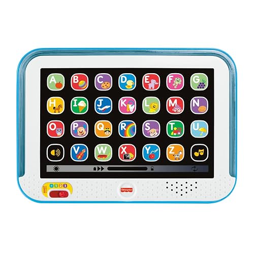 Fisher-Price Juguete Electrónico para Bebés Ríe y Aprende Tablet De Aprendizaje Crece Conmigo Azul para Niños de 1 Año en Adelante