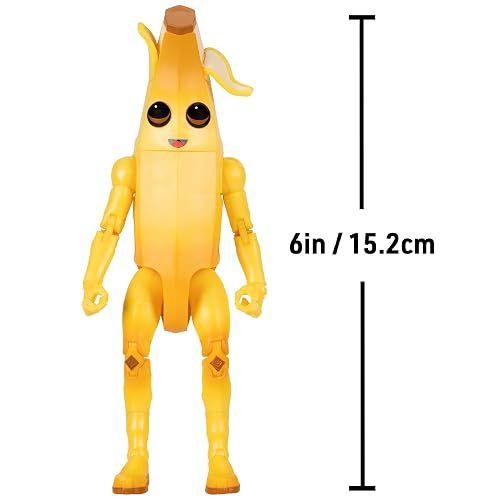 Jazwares Fortnite Legendary Peely - Figura articulada de 6 Pulgadas con Herramienta de Cosecha, Brillo Trasero y código para artículo Virtual Adicional