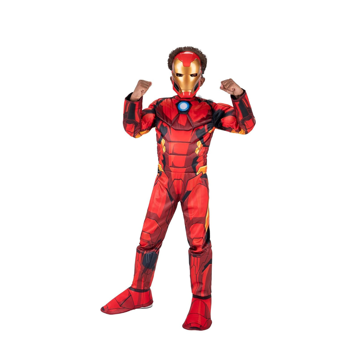 Marvel Iron Man Official Youth Halloween Costume - Premium Quality Padded Jumpsuit with Plastic Mask
