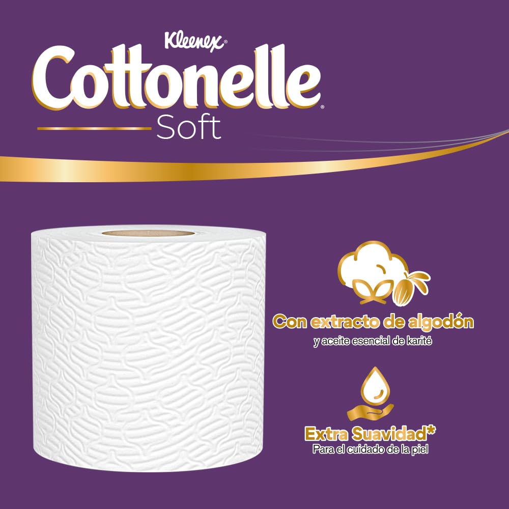 Kleenex Cottonelle Soft, Papel Higiénico, Paquete con 24 Rollos de 200 Hojas Dobles C/U