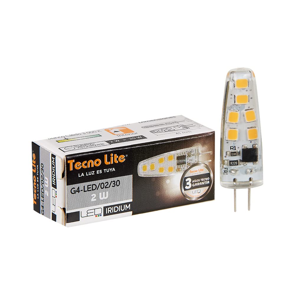 Tecnolite - Foco JCD LED Ampolleta 2 W, 12 V, Luz Cálida Brillante, Base G4, No atenuable