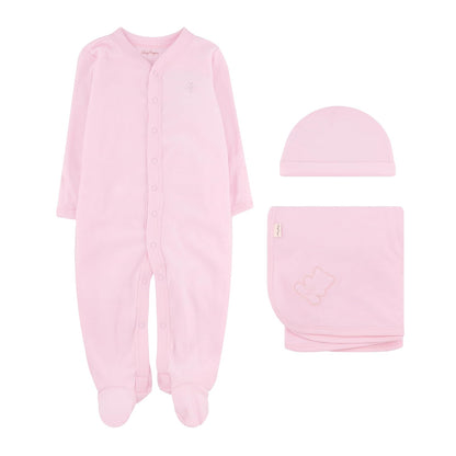 Baby Creysi Cobija Manga Larga Mameluco para Bebé Niña Pack de 3 Algodón Hipoalergénico, Rosado, 9 Meses
