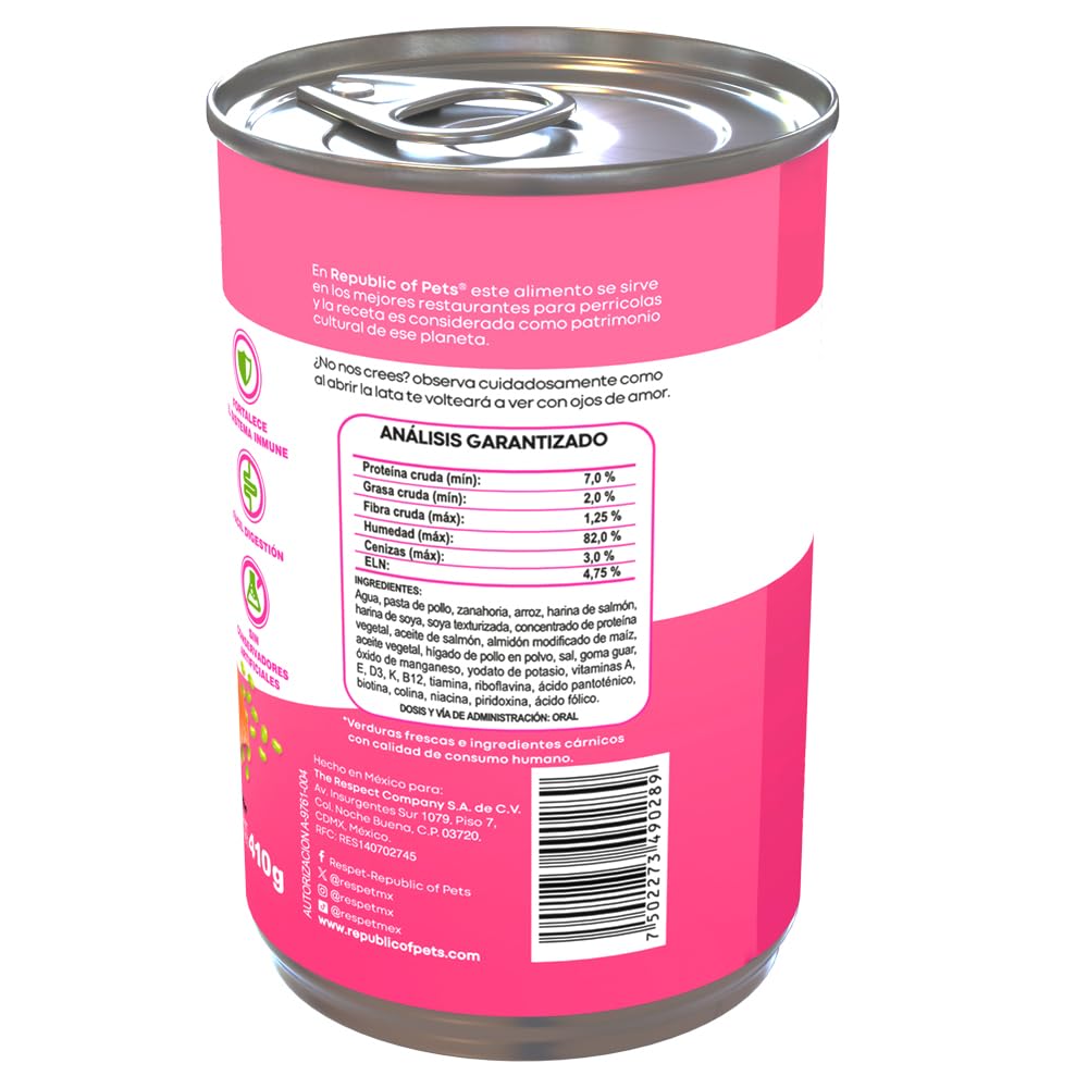 RESPET Alimento Húmedo Perro Adulto Salmón y Vegetales Sin Gluten 12 Latas 410g