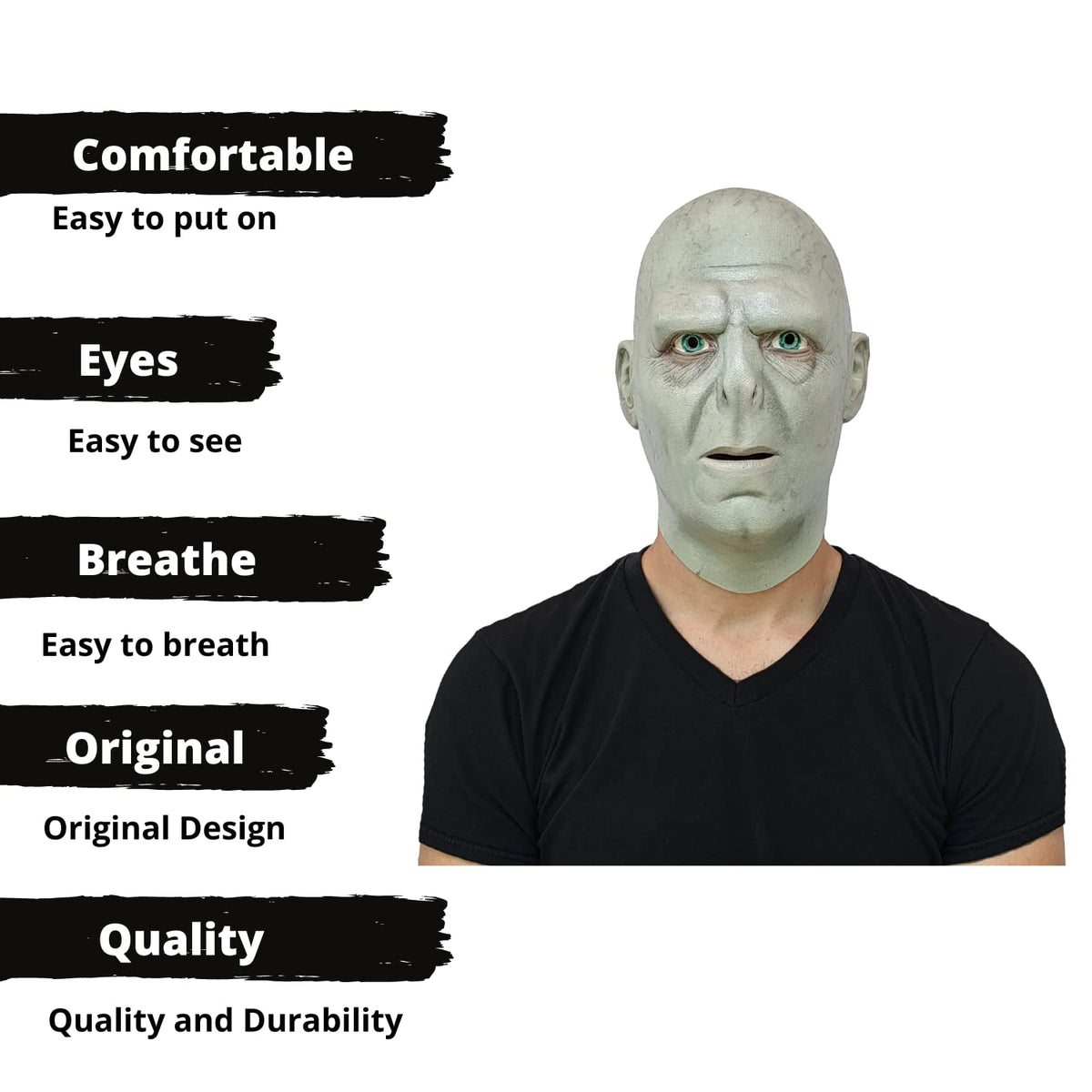 REV Voldemort, Máscara Original de Lord Voldemort de la película de Harry Potter, Máscaras del Mago Tenebroso Tom Ryddle Ideal para Halloween, Fiestas de Disfraces y Colección