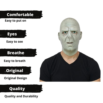 REV Voldemort, Máscara Original de Lord Voldemort de la película de Harry Potter, Máscaras del Mago Tenebroso Tom Ryddle Ideal para Halloween, Fiestas de Disfraces y Colección