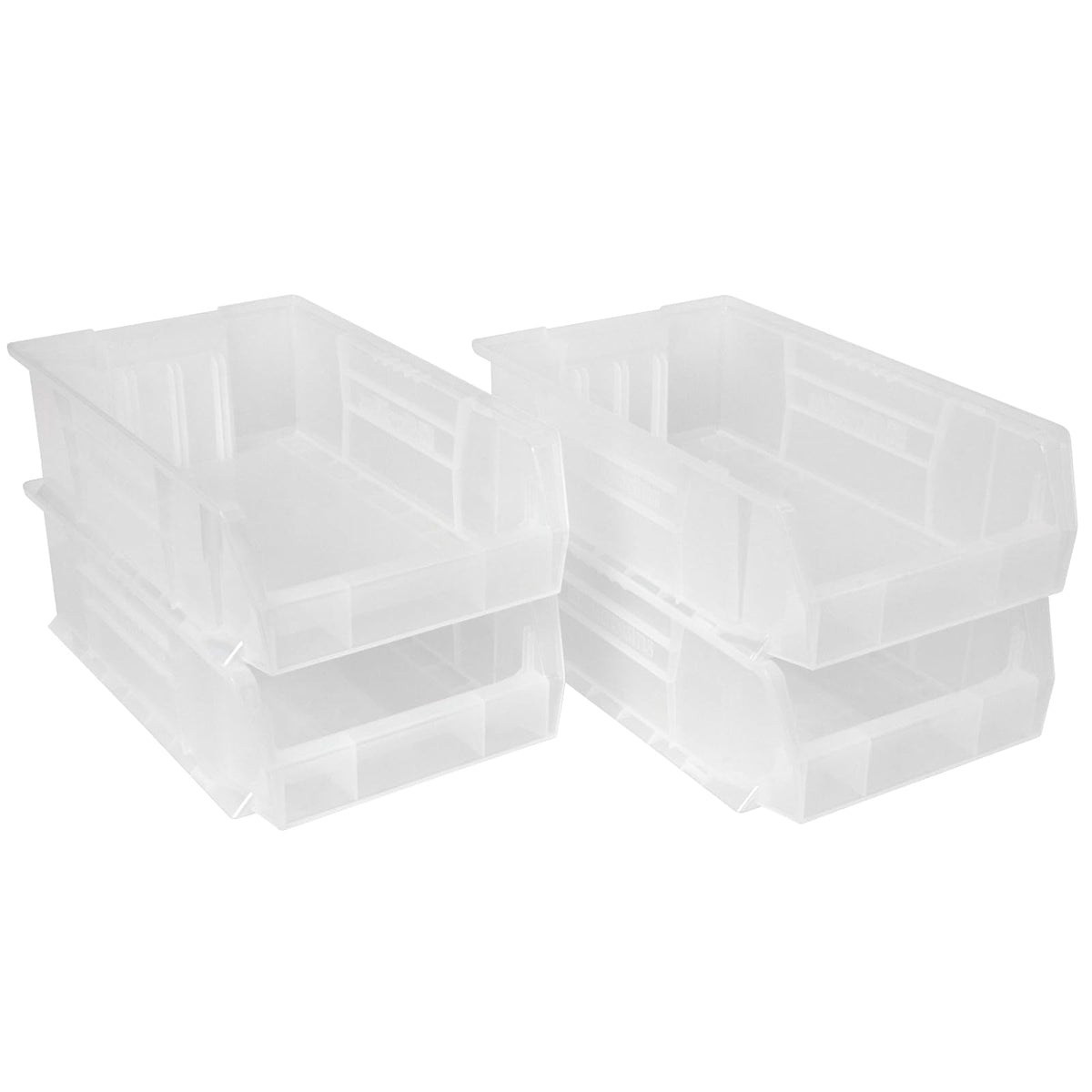 Akro-Mils 30280 20-Inch D by 12-Inch W by 6-Inch H Clear Super Size Plastic Stacking Storage AkroBin, 4-Pack