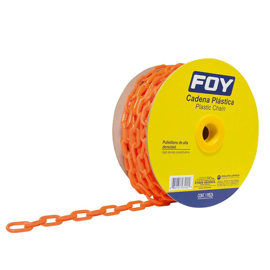 Foy 143426 Cadena plástica calibre 8 mm de 25 m, color naranja