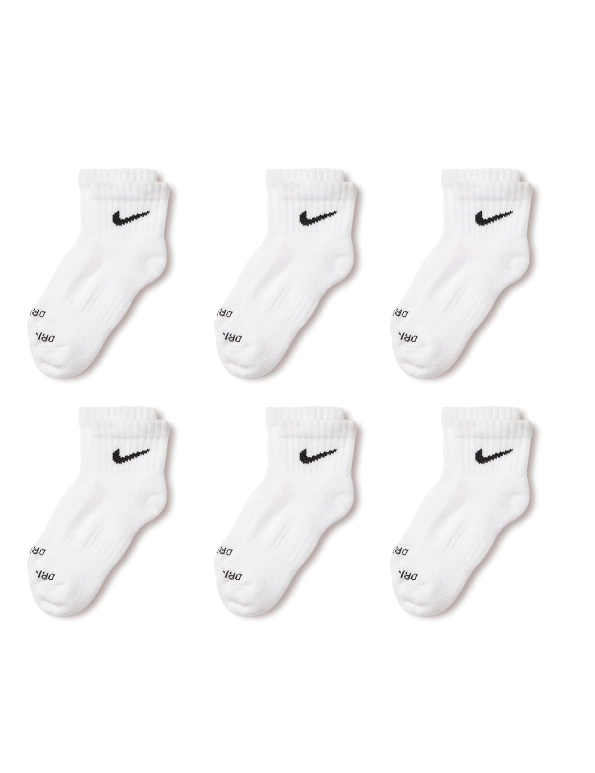 Nike Calcetines de Rendimiento para Bebé Paquete de 6 - 5-7 Años - White