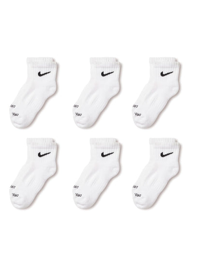 Nike Calcetines de Rendimiento para Bebé Paquete de 6 - 5-7 Años - White