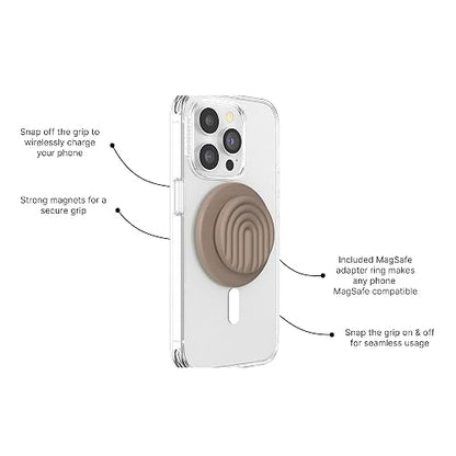 PopSockets - Empuñadura para teléfono MagSafe, Agarre magnético Seguro y Soporte para teléfono, Soporte Manos Libres, Compatible con Carga inalámbrica, Lindos PopSockets - Curves Latte