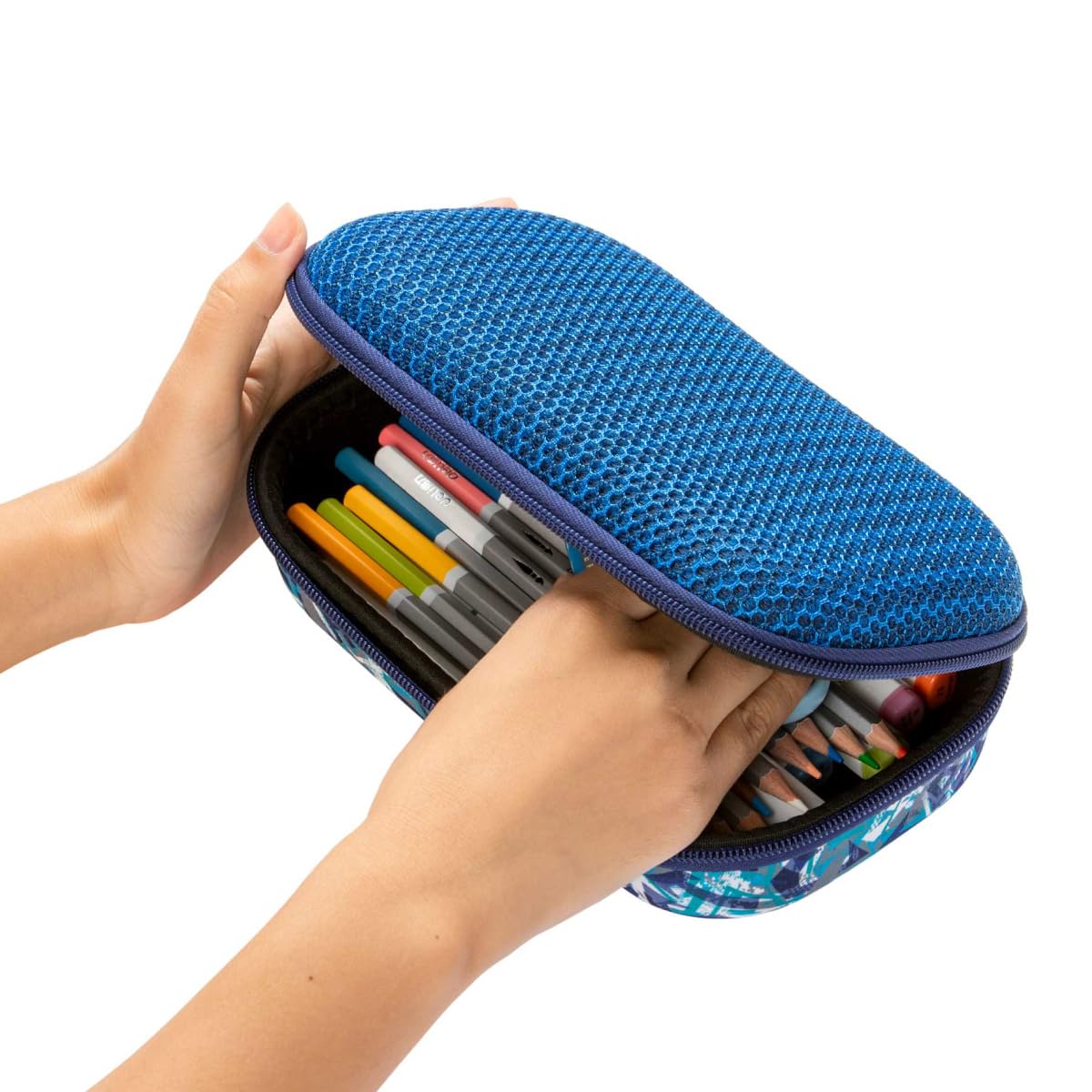 ZIPIT Estuche Lápices Gran Capacidad | Azul, material EVA y poliéster, lavable a máquina, organizador para escuela