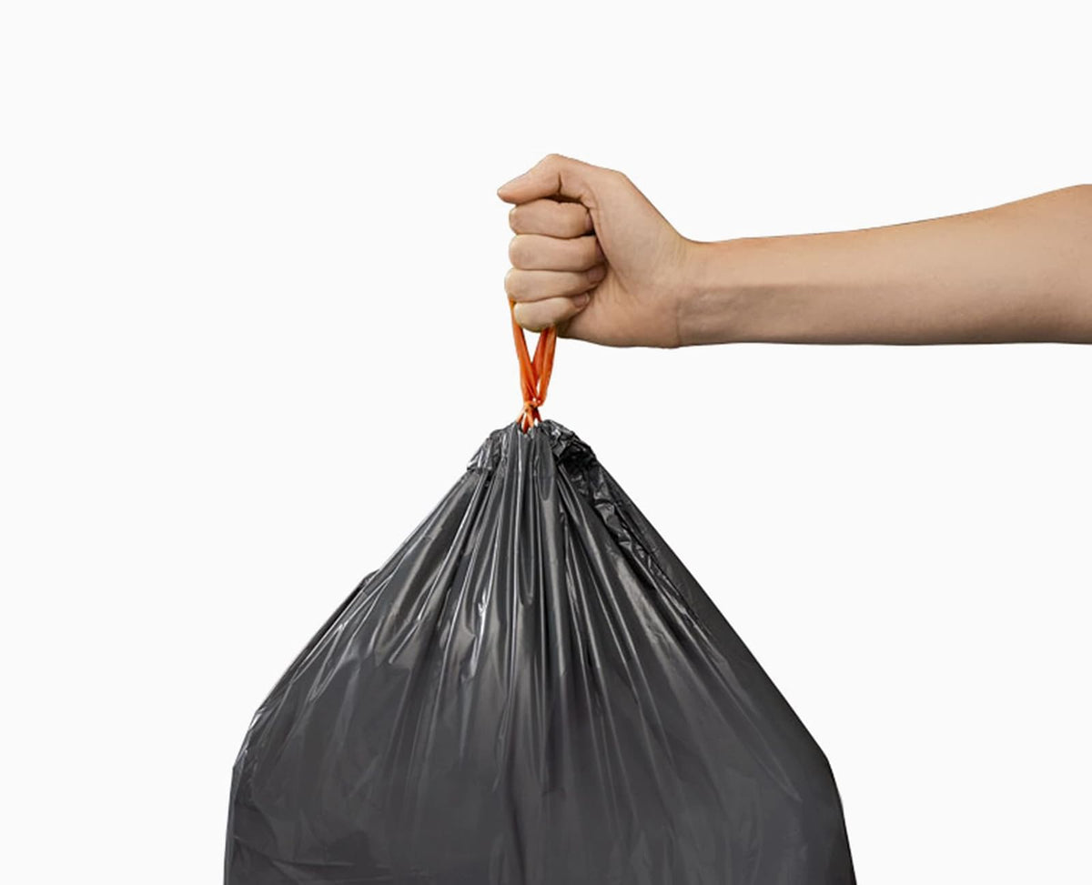 Joseph Joseph Bolsas de basura ecológicas, plástico reciclado, extra fuerte, con cordón, 13.2 galones, gris