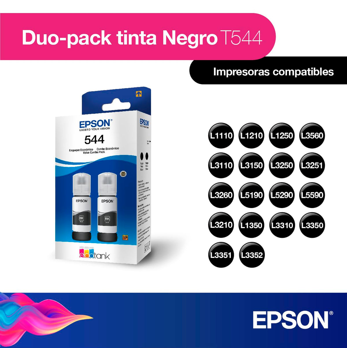 Epson Ecofit Botellas de Tinta Color Negro T544 2 Unidades