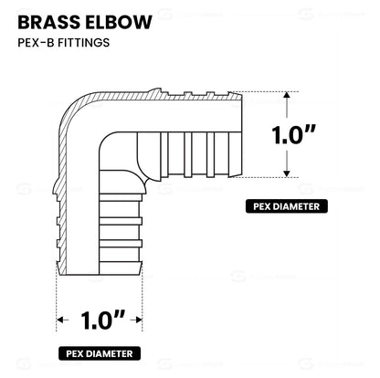 Everflow PXLN0100-NL Lead Free 1-Inch Pex Barb Brass 90-Degree elbow