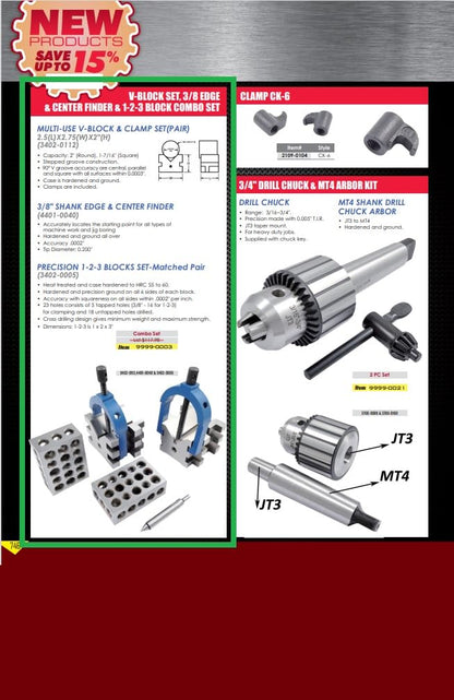 HHIP 4401-0040 Combo Buscador de bordes y centrales, vástago de 3/8 pulgadas