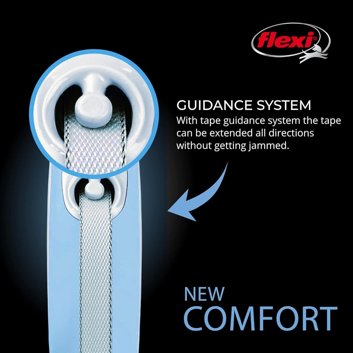 FLEXI - Correa retráctil para Perro (Cinta), ergonómica, Duradera y sin enredos, para Perros de hasta 33 Libras, 15 pies, pequeña, Azul