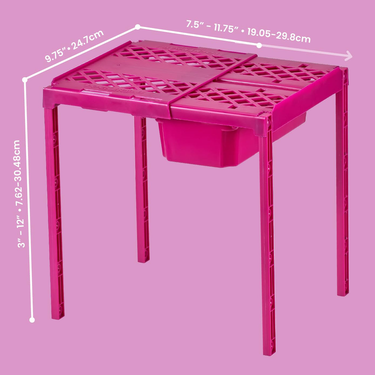 LockerMate - Estante y Organizador de clóset Ajustable para Adaptarse a tu casillero, Incluye cajón de Almacenamiento, Color Rosa