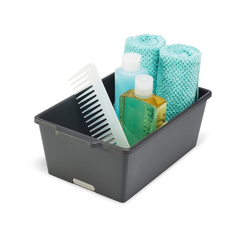 Madesmart Classic Collection - cubeta profundo pequeño sin BPA para soluciones de almacenamiento de alta resistencia con pies de goma antideslizantes, 11 x 17 pulgadas, granito