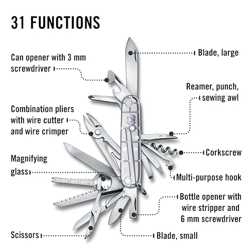 Victorinox Navaja Swisschamp Silver Tech, Plata Transparente | 32 Usos