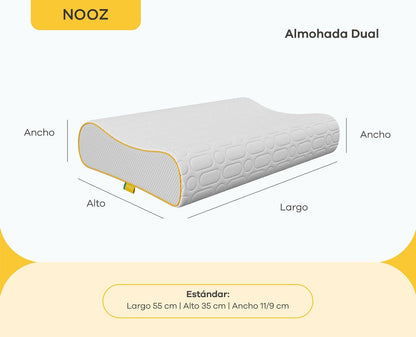 Nooz Almohada Dual Memory Foam Cervical Doble Altura Soporte Ergonómico para Dormir de Lado Firme para Cuello