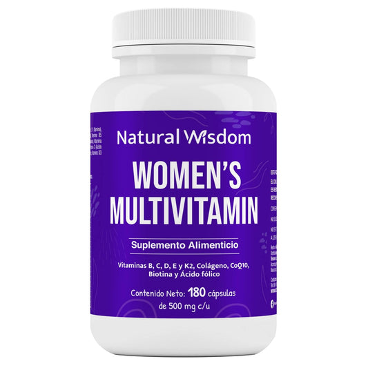 Women´s Multivitamin Vitaminas para Mujer Performance Energia y Vitalidad Piel Saludable con 180 Capsulas | con Vitaminas Colageno Biotina Coenzima Q10 | Multivitaminico Natural Wisdom