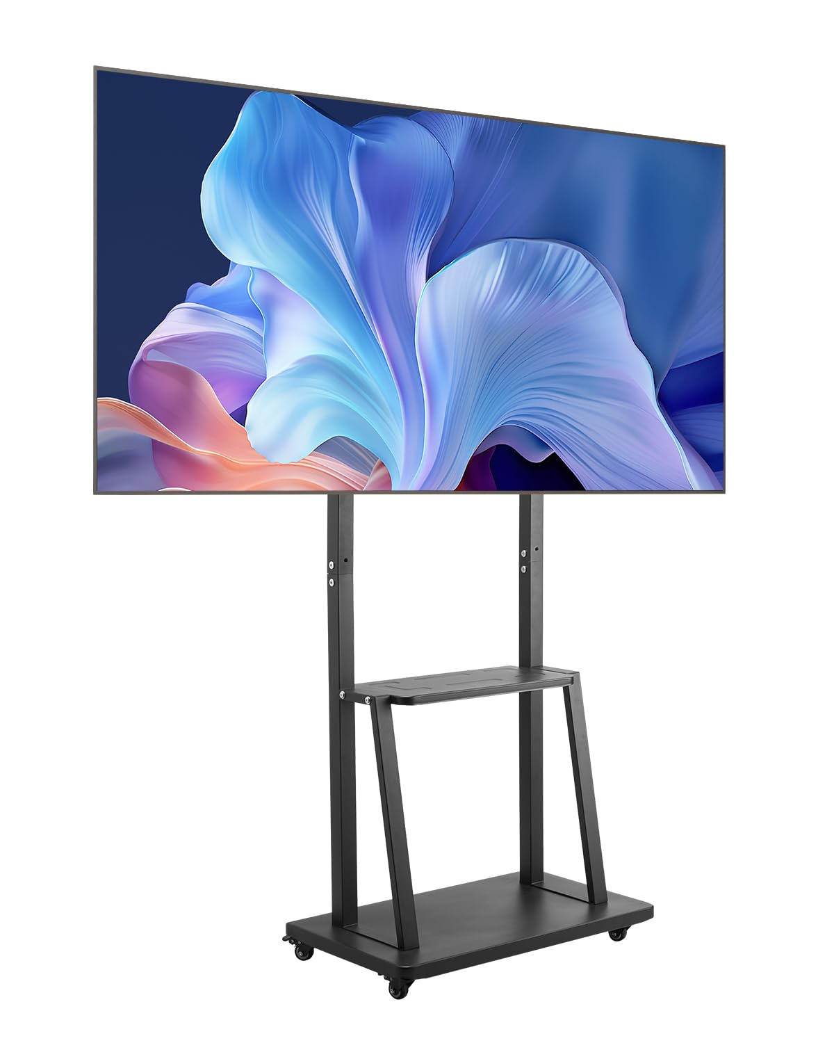 VEVOR Soporte de TV Móvil con Ruedas para Televisores de 812,8-1905 mm y hasta 68,04 kg, Soporte de Monitor Portátil de Altura Ajustable con Estante para Salón y Oficina (máx. VESA 600 x 400 mm)