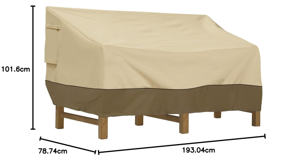 Classic Accessories - Funda para sofá de Patio y sofá de Dos plazas, Resistente al Agua, 76 Pulgadas de Profundidad, Fundas para Muebles de Patio