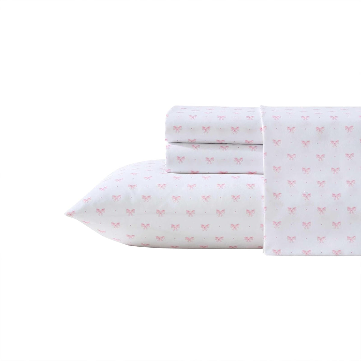 Laura Ashley - Juego de sábanas para niños, Ultra Suave y Transpirable con Fundas de Almohada a Juego, Resistente a Las Arrugas, Esencial Ideal para la habitación de Las niñas (Bonitos Lazos, Rosa,