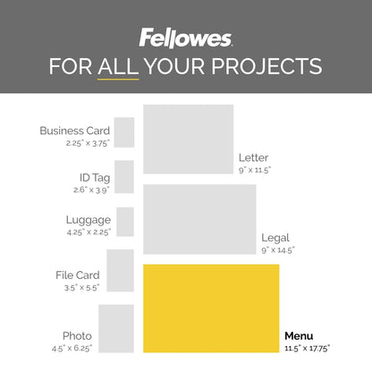 Fellowes Laminating Pouches, Thermal, Menu Size, 3 Mil, 50 Pack (52013)
