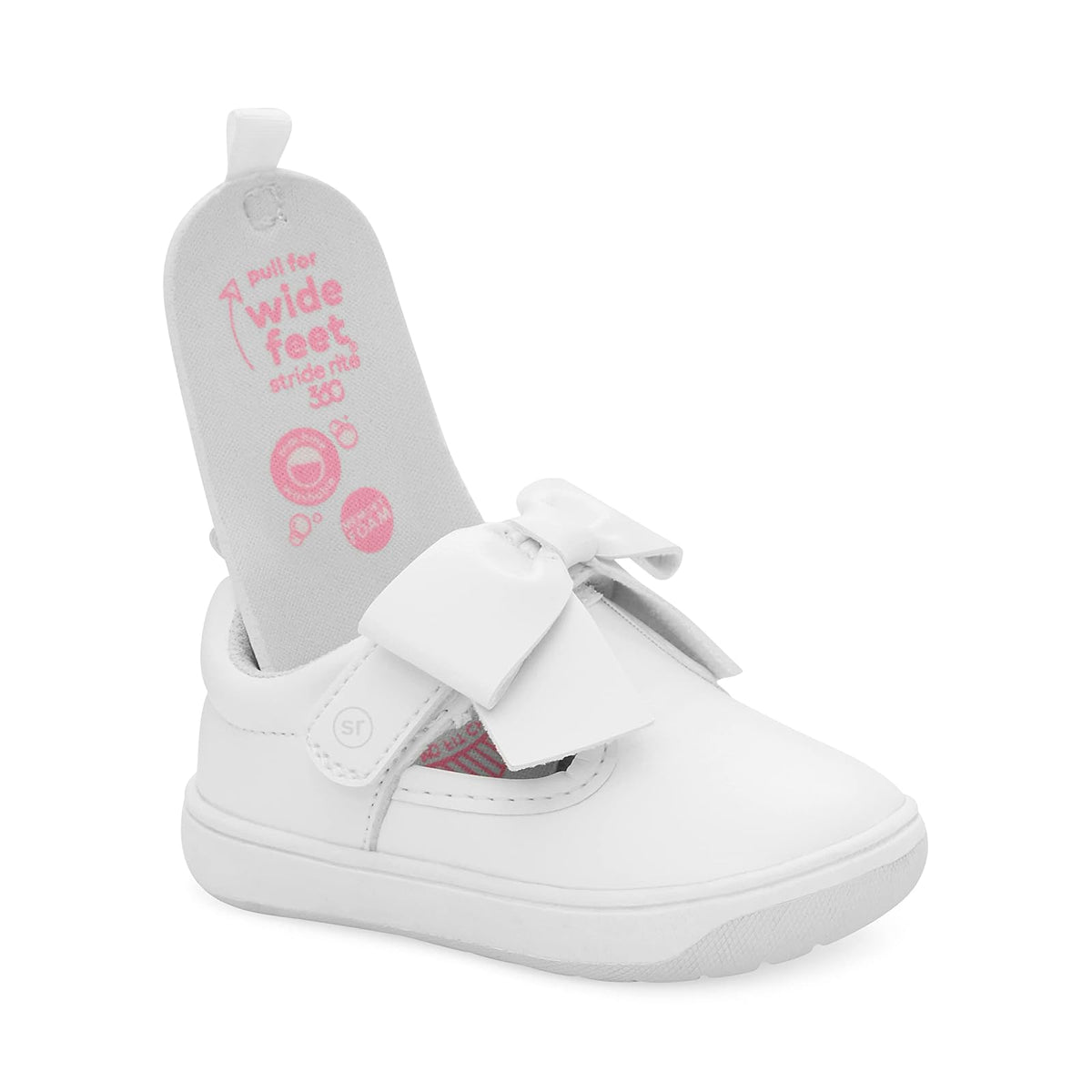 Stride Rite - Zapatos Kamila para bebé (bebé/bebé), Blanco, 4 Toddler