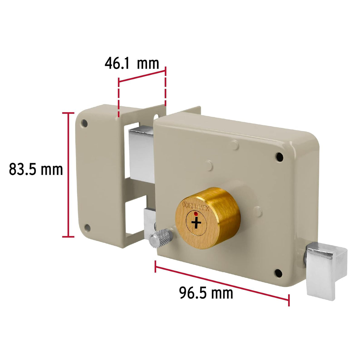 Hermex CS-85I, Cerradura de sobreponer, clásica, instala-fácil, tetra, izq.