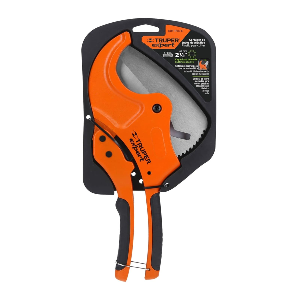 Truper Expert COT-PVC-X, Cortador de tubo de PVC, cuchilla de acero de alta dureza
