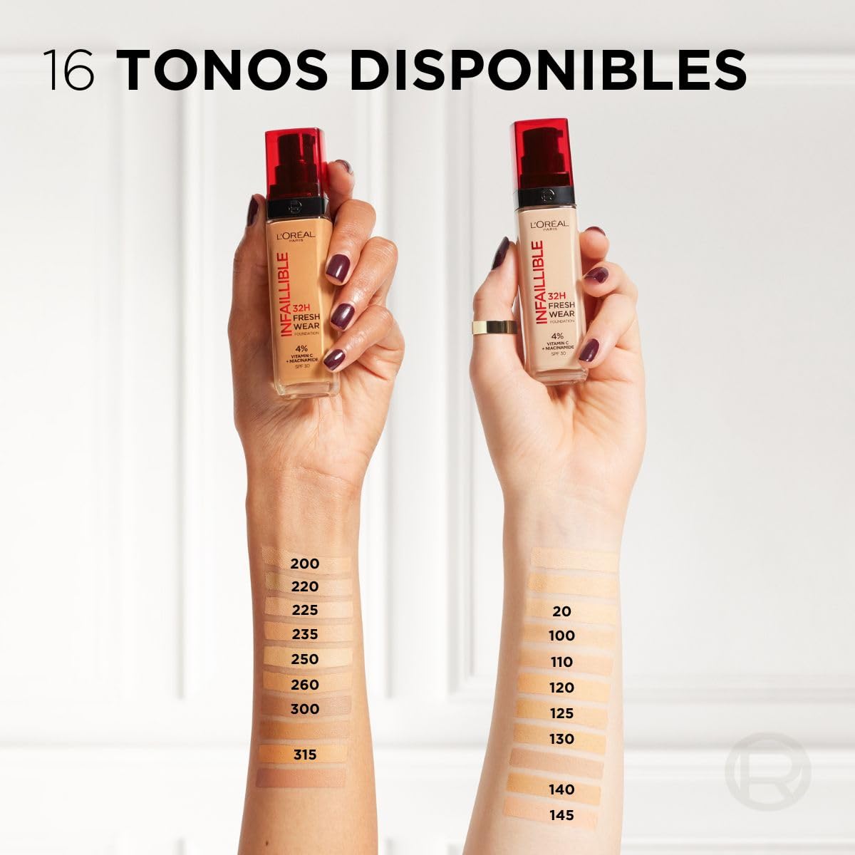 L'Oréal Paris Infallible 32H Freshwear Base de Maquillaje Líquida, Larga Duración y Alta Cobertura, Tono 020 Neutral, 30ml