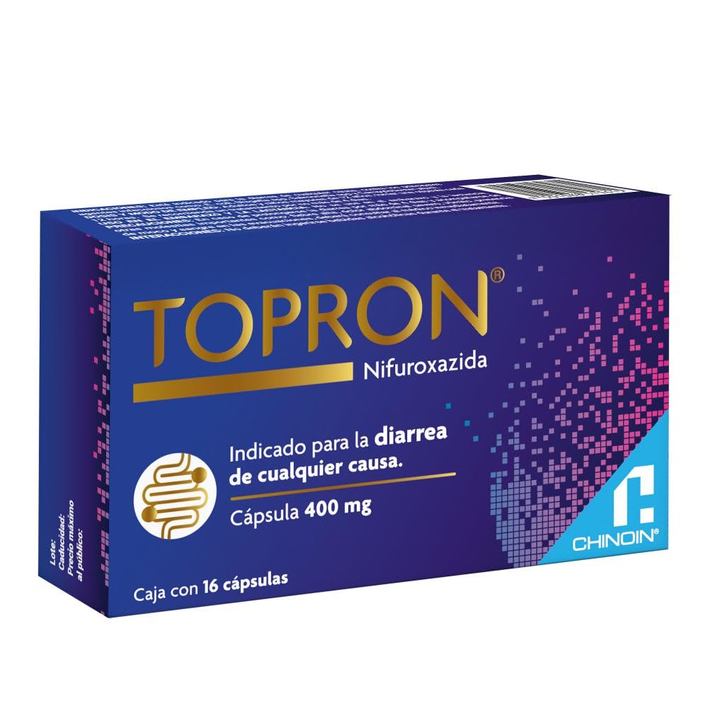 Topron 16 Cápsulas Tratamiento EFECTIVO combatir para todo tipo de DIARREA, Nifuroxazida