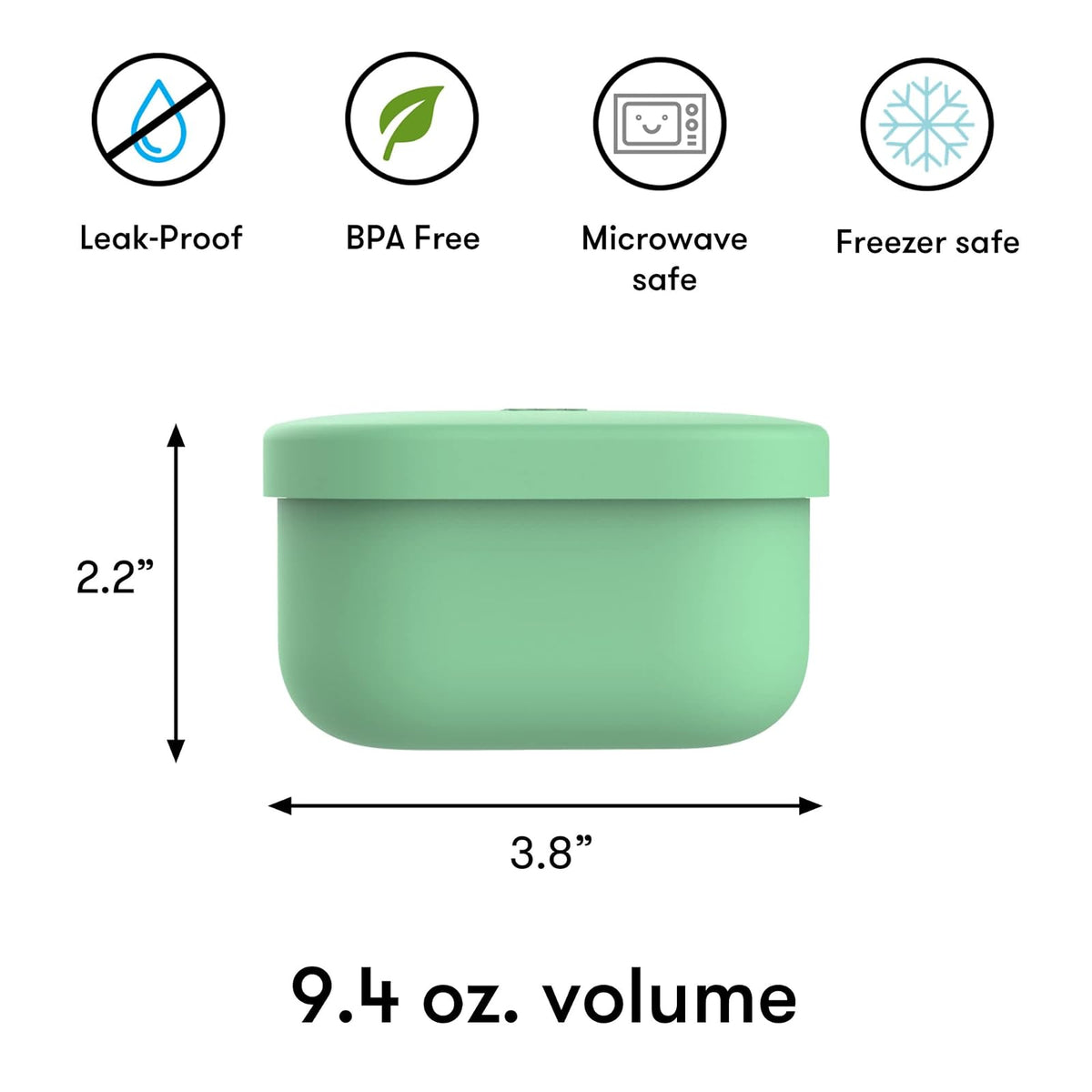 Omielife - Contenedores de silicona a prueba de fugas, contenedores de almacenamiento de alimentos con tapa, contenedor bento para almuerzo escolar, sin BPA, hermético, apto para lavaplatos, Green