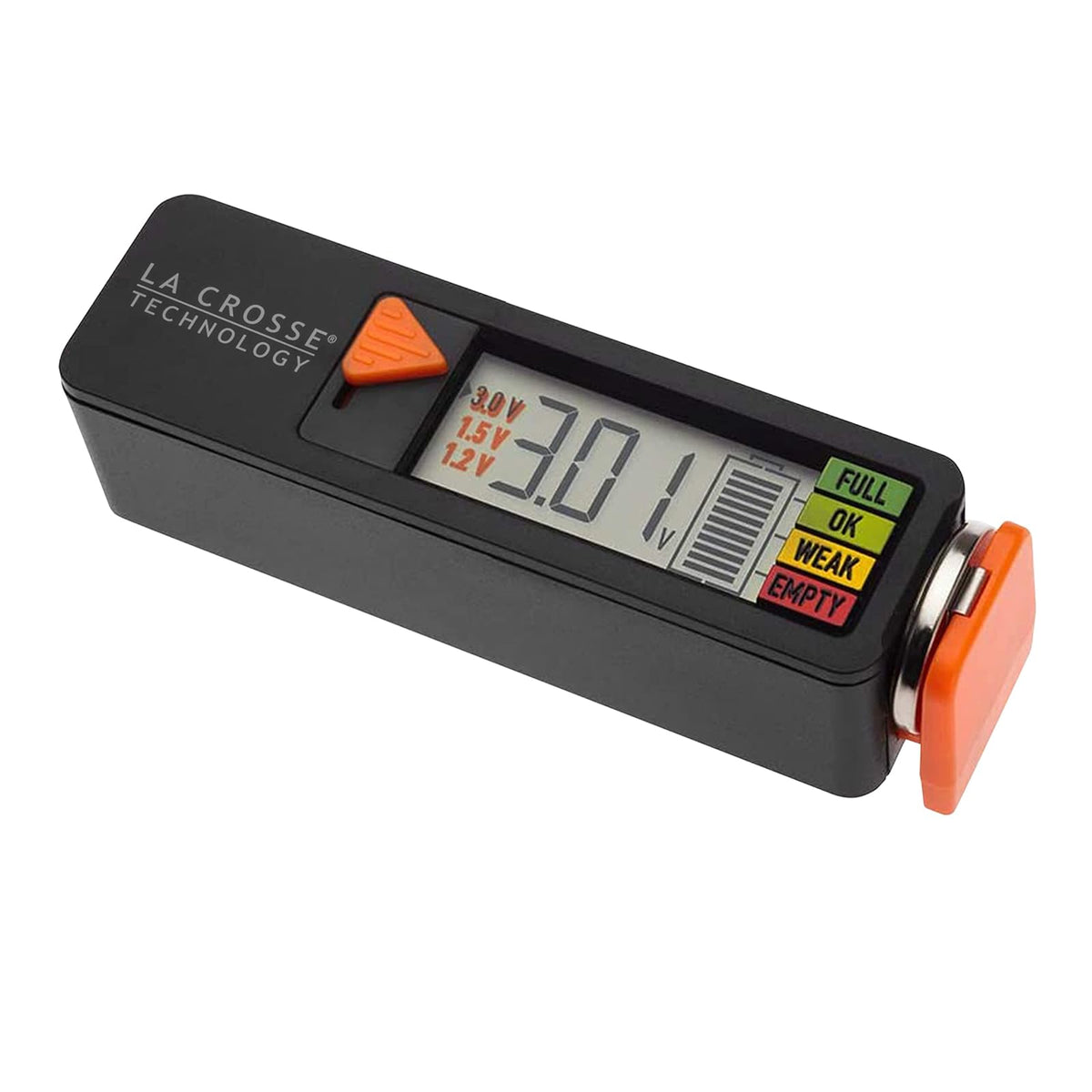 La Crosse 911-65557-INT Probador de Batería Digital Portátil Compacto, Negro