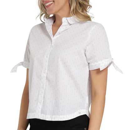 Lee Camisa Slim Fit de Algodón para Mujer, Blanco, CH