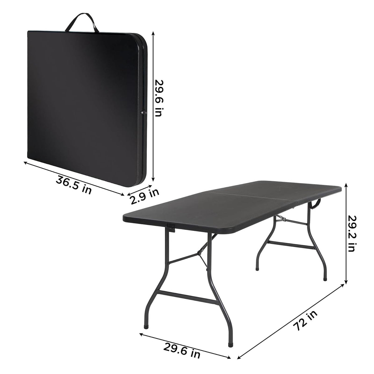 Cosco Products Centerfold Folding Table, 6-Feet, Black