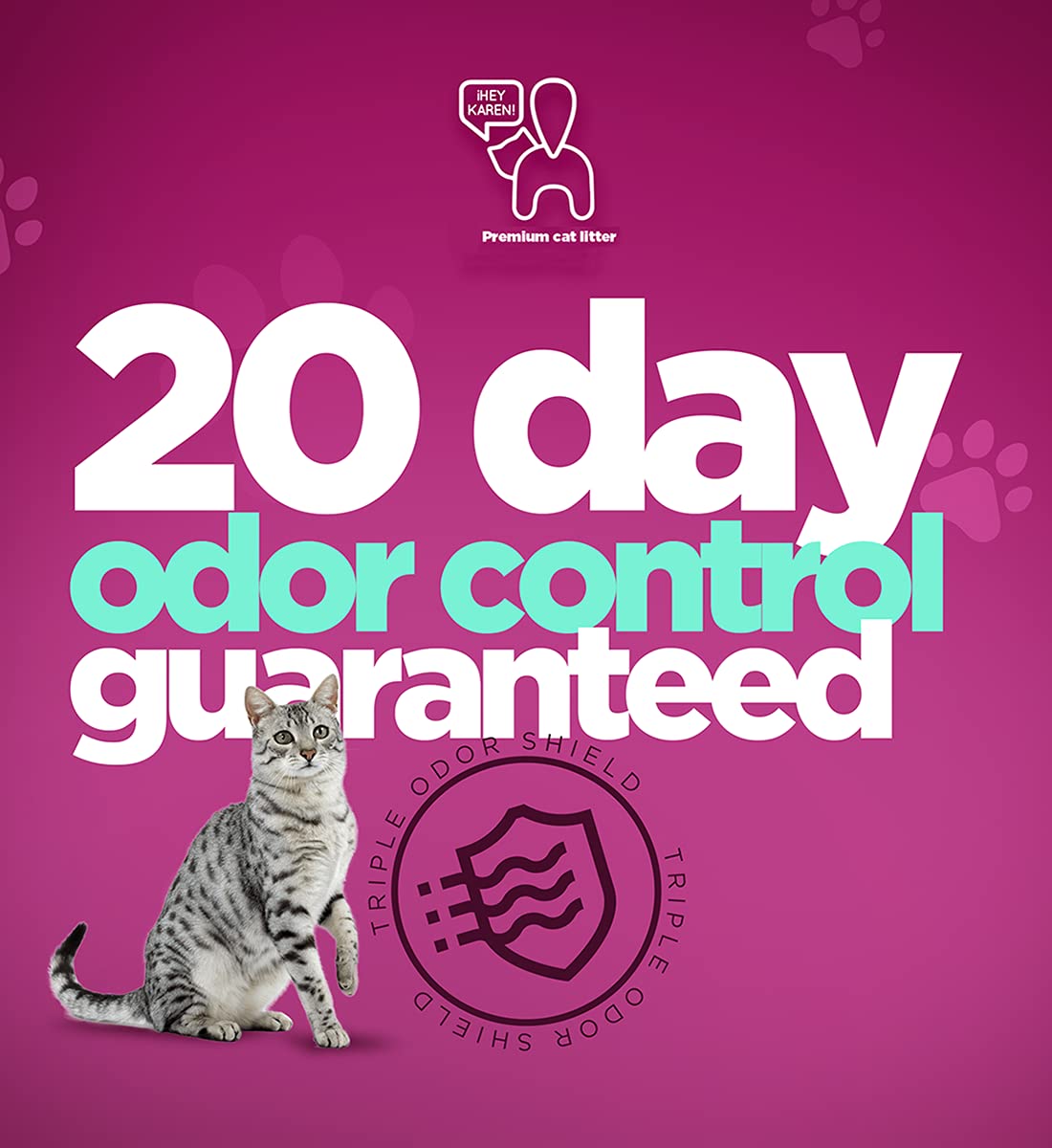 ¡Hey Karen! Arena para Gato 15 kg, Premium, Control Total, Elimina olores por Completo, Rápida Absorción, Libre de Polvo, Limpieza fácil, con Aroma, 20 días sin Mal Olor | 3 Bolsas de 5kg c/u