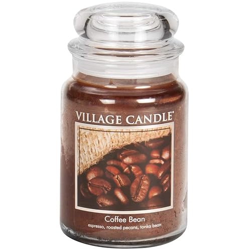 Village Candle Vela perfumada en tarro de vidrio de grano de café, grande, 22 onzas, café