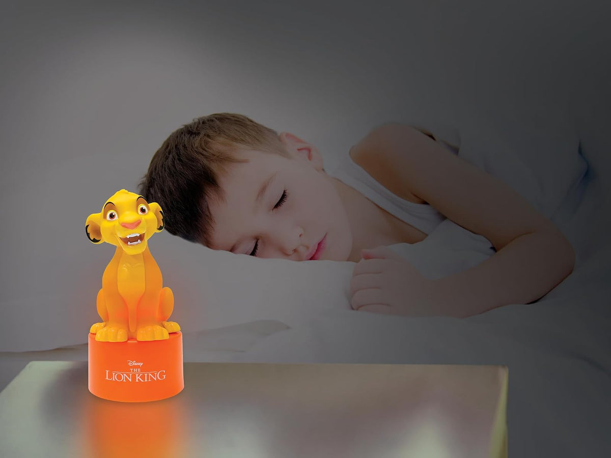 Lexibook, Disney El Rey León, Luz Nocturna Simba con Altavoz para la habitación de los niños, luz Suave, a Pilas, Amarillo/Naranja, NS01AN