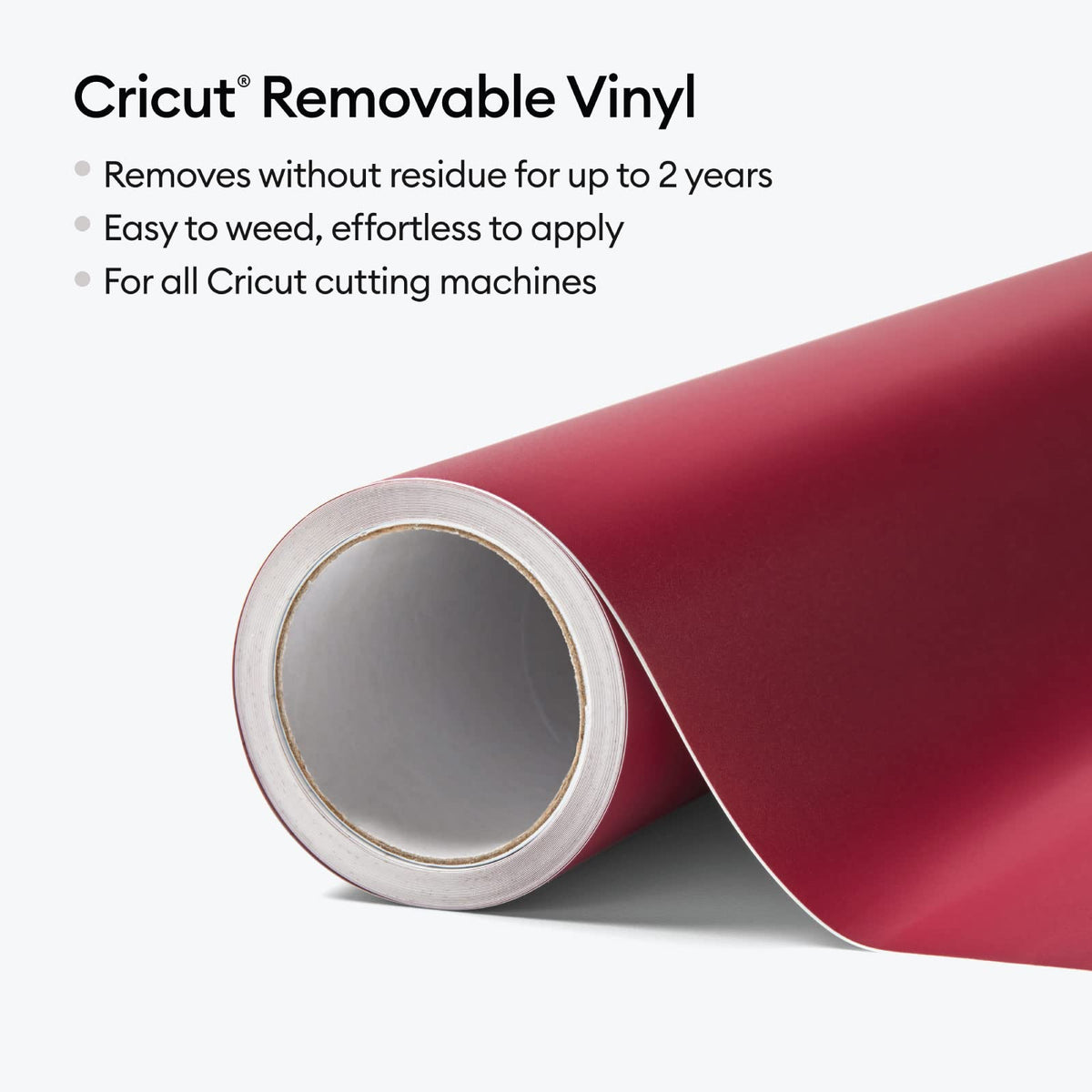 Cricut - Vinilo extraíble de alta calidad, vino (12 pulgadas x 15 pies), fácil de quitar hasta 2 años, perfecto para proyectos de bricolaje en interiores y exteriores y calcomanías extraíbles