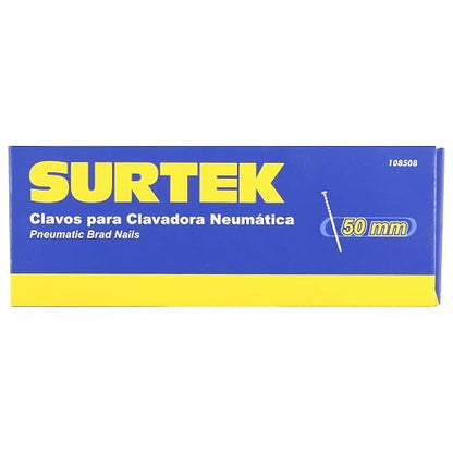 Surtek 108508 Clavos para clavadora neumática, 5000 piezas calibre 18, largo 2"
