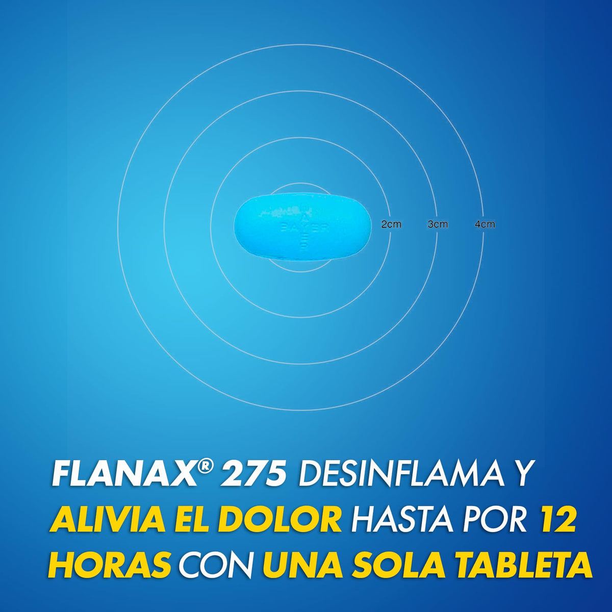 Flanax Naproxeno 275mg, Analgésico para Desinflamar y Aliviar el Dolor, Hasta 12 Horas de Alivio con Una Solo Tableta, 20 Tabletas