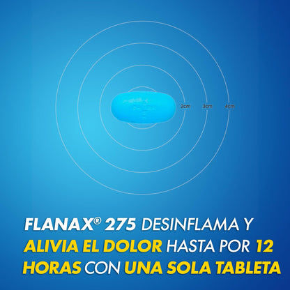 Flanax Naproxeno 275mg, Analgésico para Desinflamar y Aliviar el Dolor, Hasta 12 Horas de Alivio con Una Solo Tableta, 20 Tabletas
