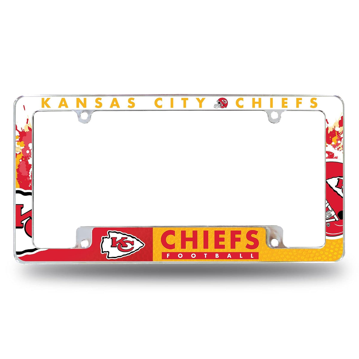Rico Industries Marco de Placa Cromado con Licencia Oficial NFL - Kansas City Chiefs - Primario