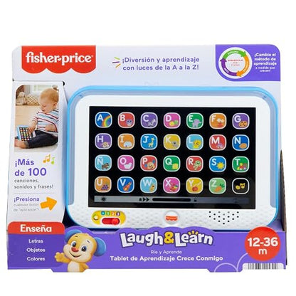 Fisher-Price Juguete Electrónico para Bebés Ríe y Aprende Tablet De Aprendizaje Crece Conmigo Azul para Niños de 1 Año en Adelante