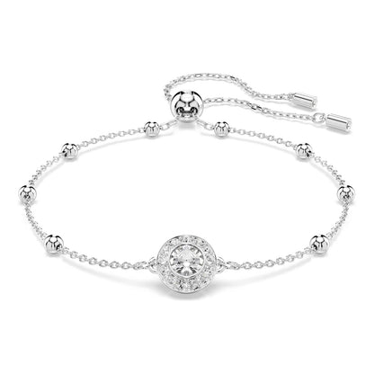 Swarovski Pulsera Una Angelic, Talla redonda, Blanca, Baño de rodio