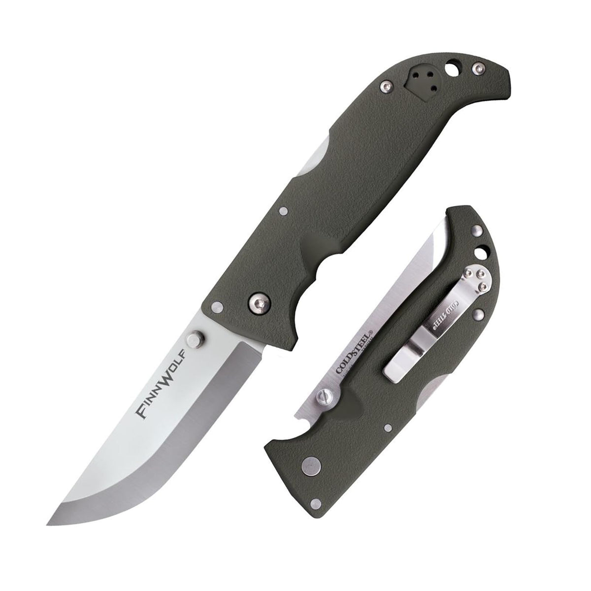 Cuchillo Plegable de Caza con Mango Verde Griv-Ex OD de 3.5 Pulgadas, AUS8A, de Acero frío, de 4.3 Pulgadas, AUS8A, en Caja