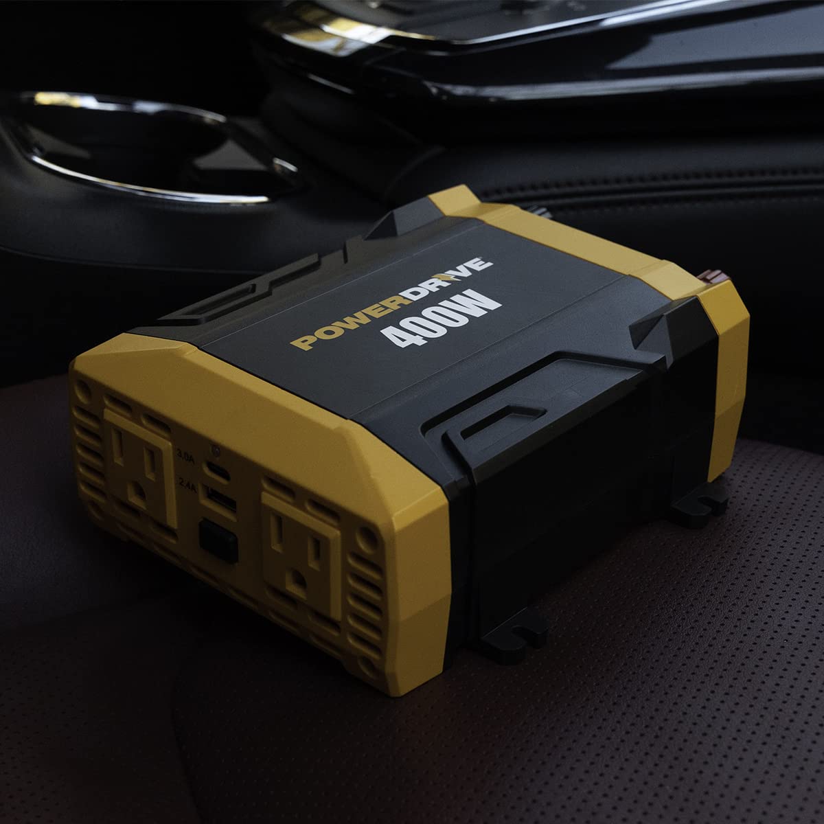 PowerDrive PWD400 - Inversor de Corriente de 400 W, 12 V CC a 110 V CA con 2 tomacorrientes y 2 Puertos